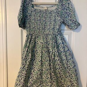 Crewcuts Kids Dress with Blue and Green Floral Pattern
